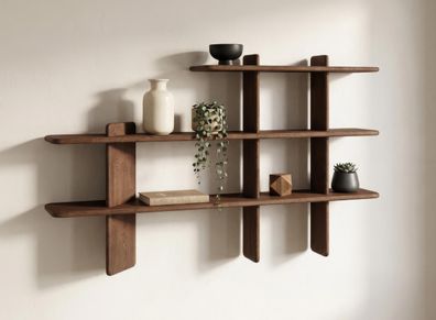 Regal | Farbe: Tabacco | Massivholz | Eichenholz geölt | 140 x 25 x 86 cm | 3 Fä