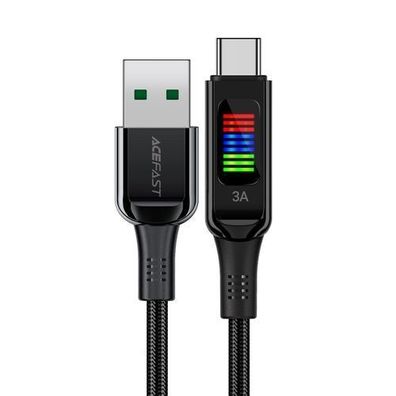 USB-A-auf-USB-C-Kabel (60 W) mit Display, 1,2 m, schwarz