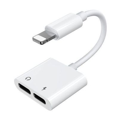 iPhone Lightning - 2x Lightning-Kopfhörer-Splitter-Adapter, weiß