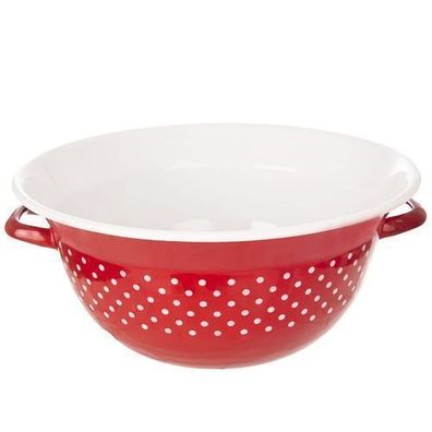 TECKA rote emaillierte Küchenschüssel mit Polka-Dots, 34 cm, 9 l