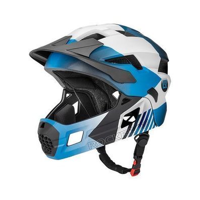 Kinderfahrradhelm mit abnehmbarem Kinnschutz, Größe S (48-54 cm) - blau
