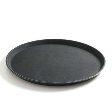 Rutschfestes, robustes rundes Kellnertablett, Durchmesser 36 cm - schwarz