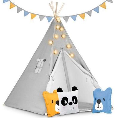 Nukido Kinder-Tipi-Zelt mit Beleuchtung - Grau