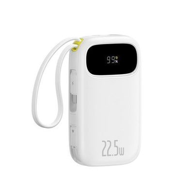 Powerbank 10000mAh mit Display und integrierten Kabeln EnerFill FC31 22,5W - weiß