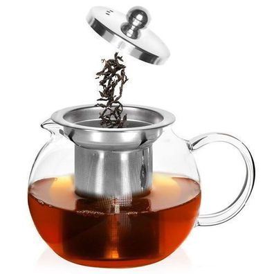 Hitzebeständige Glas-Teekanne mit Teesieb, 800 ml