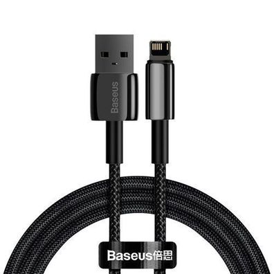 Geflochtenes Kabel für iPhone USB/Lightning, 1 m, komplett schwarz