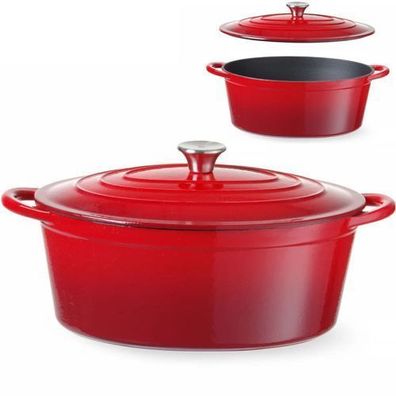 Emaillierter Gusseisentopf 6,88 l rot - Hendi 626825