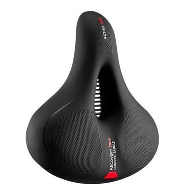 Komfortabler Fahrradsattel mit Reflektoren - schwarz und rot
