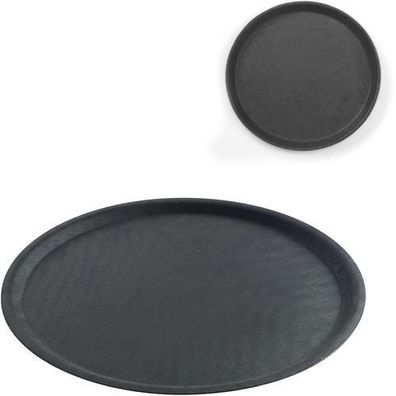 Rundes, rutschfestes Kellnertablett, Durchmesser 40 cm - schwarz