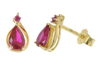 trendor Schmuck Damen-Ohrringe Gold 333/8K Rote Ohrstecker 31290