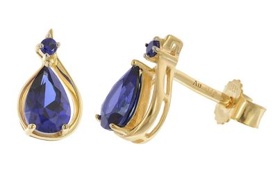 trendor Schmuck Damen-Ohrringe Gold 333/8K Blaue Ohrstecker 31289