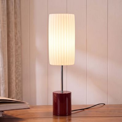 cagü: Design Retro Lounge Plissee Tischleuchte Tischlampe (LOOP] Weiß-Rot 60cm