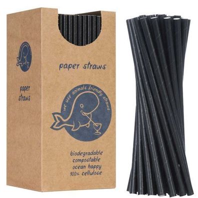 Bio-Papierstrohhalme Papierstrohhalme 6/205mm - schwarz 250 Stück