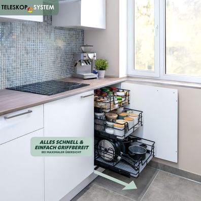 bremermann Teleskopschublade für 60 cm Schrank mit Einlegeboden, aus Metall