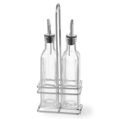 Tischset mit Flaschen und Korb für Olivenöl und Weinessig, 2 x 237 ml - Hendi 460245