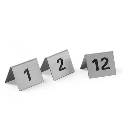Tischnummer 1-12 Informationsschild, Edelstahl, 12er-Set - Hendi 663844