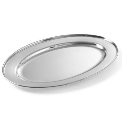 Stahlplatte für Fleisch und Aufschnitt, oval, Länge 40 cm - Hendi 404409