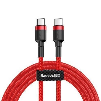 Robustes, flexibles USB-C-Kabel (PD 2.0, 60 W, 20 V, 3 A, QC 3.0, 2 m, Rot)