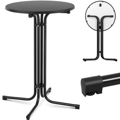 Runder, hoher, klappbarer Bartisch, Durchmesser 70 cm, Höhe 110 cm, schwarz