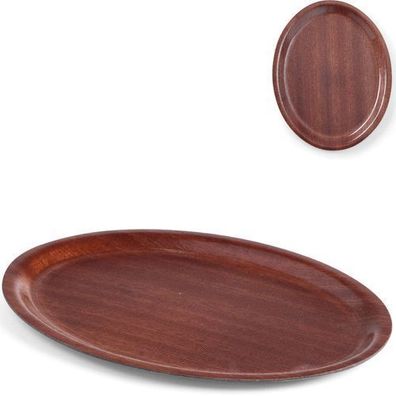 Rutschfestes Kellnertablett aus Holz - oval, 23 x 16 cm