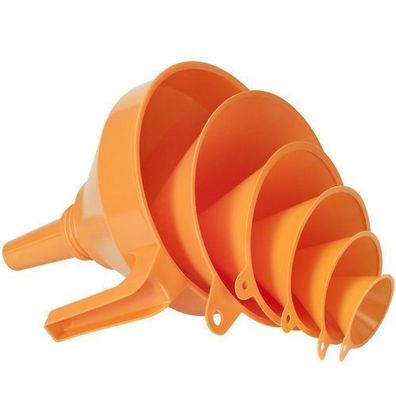 Set universeller Trichter aus HDPE, 50-75-100-120-150-160 mm, orange