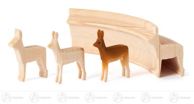 Reifentier Schnitzrohling Reh Werdegang 4teilig NEU ca 4cm Waldreh Rehtier