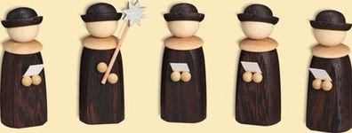 Miniatur 5 Kurrendefiguren HxBxT = 7x3x3cm NEU Seiffen Erzgebirge Holzfigur Weih