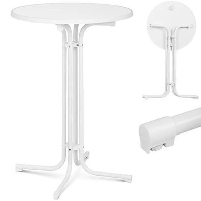 Runder, hoher, klappbarer Bartisch, Durchmesser 80 cm, Höhe 110 cm, weiß