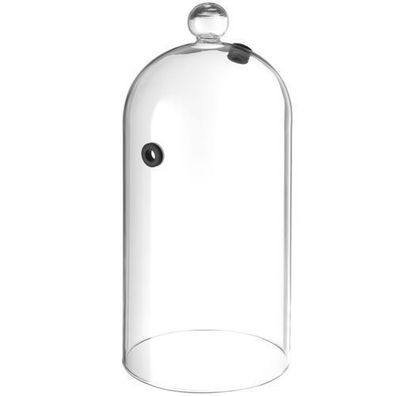 Längliche Glaskuppel mit Öffnung zum Räuchern von Speisen Teller 130 mm Hendi 199657