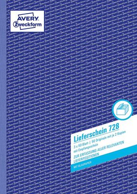 AVERY Zweckform 728 Lieferscheine (DIN A4, mit 2 Blatt Blaupapier, mit Empfangsschein