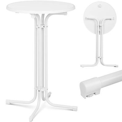 Runder, hoher, klappbarer Bartisch, Durchmesser 70 cm, Höhe 110 cm, weiß