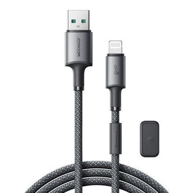 USB-A - iPhone Lightning-Kabel mit magnetischer Halterung, 1,2 m - grau