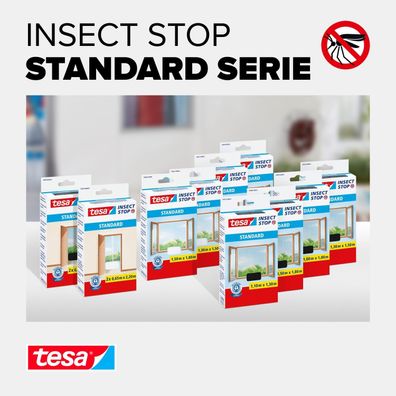 tesa Insect Stop Standard Fliegengitter für Fenster - Insektenschutz zuschneidbar - M