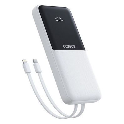 Lipow Powerbank 10.000 mAh, 22,5 W, USB-C & Lightning-Kabel, Weiß