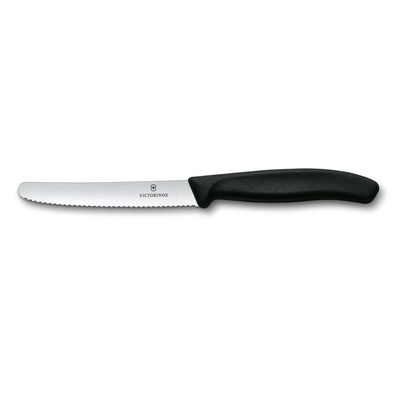 Swiss Classic, Tomaten und Tafelmesser, 11cm, Wellen, schwarz