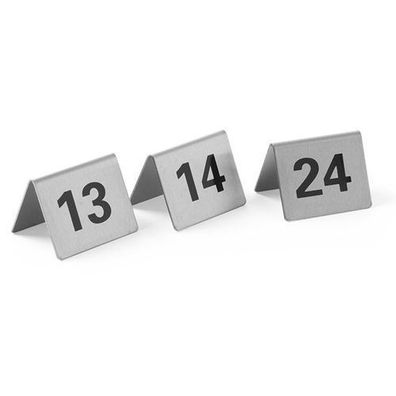 Tischnummer 13-24 Informationsschild, Edelstahl, 12er-Set - Hendi 663851