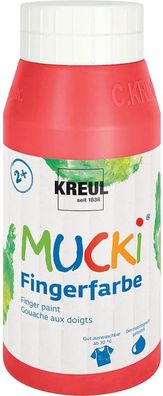 KREUL 23205 - Mucki leuchtkräftige Fingerfarbe, 750 ml in rot, auf Wasserbasis, parab