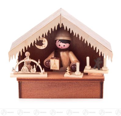 Weihnachtliche Miniatur Weihnachtsmarktbude Erzgebirgische Volkskunst H=ca 7,5cm