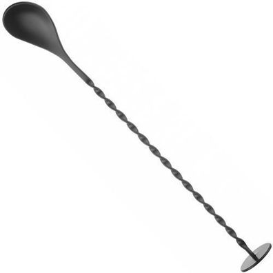 Langer Cocktaillöffel mit Stößel 280 x 35 mm - schwarz