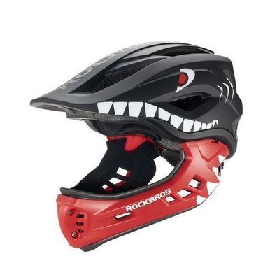 Kinderfahrradhelm mit abnehmbarem Kinnteil, Größe M (54-58 cm) - Schwarzer Hai