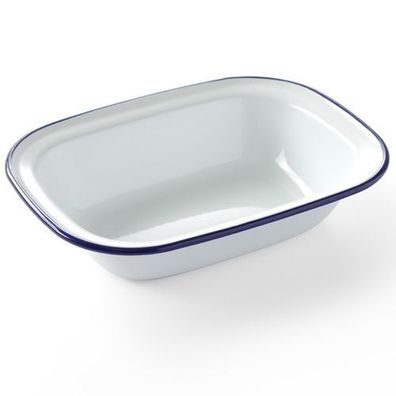 Rechteckige, weiß emaillierte Schale 215x160mm Hendi 621219