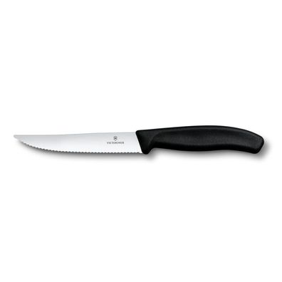 Swiss Classic, Steak & Pizzamesser, 12cm, Wellen, schwarz