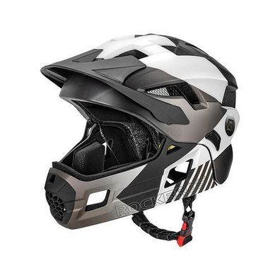 Kinderfahrradhelm mit abnehmbarem Kinnschutz, Größe S (48-54 cm) - grau