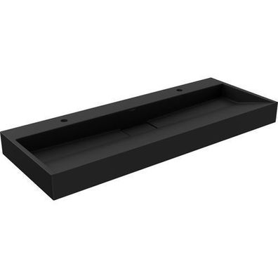 Mexen Ava Waschbecken aus Konglomerat zwei Öffnungen 120 x 46 cm, Schwarz - 23011272