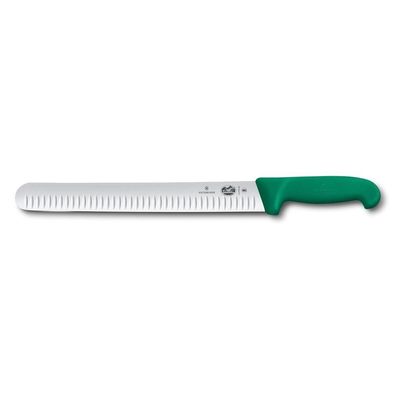 Fibrox, Schinkenmesser, 30cm, Kullenschliff, grün, Blister