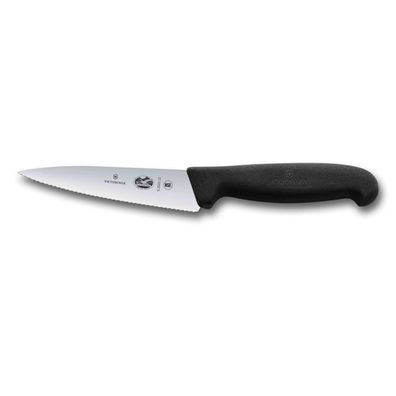 Fibrox, Kochmesser, 12cm, Wellenschliff, schwarz, Blister