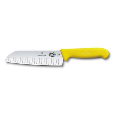 Fibrox, Santokumesser, 17cm, gerade, Kullenschliff, gelb, Blister