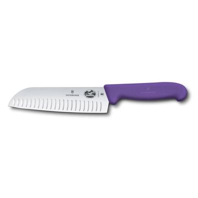 Fibrox, Santokumesser, 17cm, gerade, Kullenschliff, lila, Blister