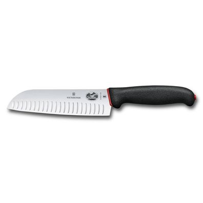 Dual Grip, Santokumesser, 17 cm, Kullen, schwarz/rot, B