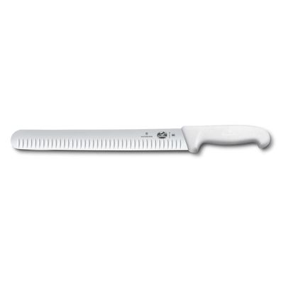 Fibrox, Schinkenmesser, 30cm, Kullenschliff, weiß, Blister